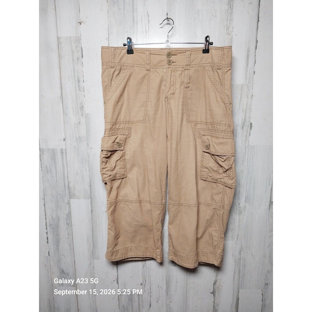 Abercrombie & Fitch Tan Cargo Capri Corduroy Pants Size 10 Y2K